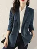 Ternos femininos unxx outono vintage veludo blazers roupas femininas estilo britânico regular cor sólida solto casaco trespassado