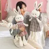 Kawaii longo coelho com saia brinquedos de pelúcia dos desenhos animados animal coelho travesseiro recheado apaziguar bonecas para o bebê crianças presentes de aniversário 240119