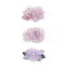 Hårtillbehör 3st Flower Clip Set Girls Lovely Floral Bow Baby Toddler Teen Gifts Pink Violet Pearl Headbonness