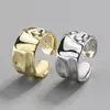 Ring 925 sterling zilver onregelmatig concaaf gezicht breed ontwerp vergulde ring vergulde rjing