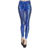 Pantaloni da donna Lucidi da donna Metallic Skinny con elastico in vita per spettacoli teatrali Disco Party Costume Clubwear