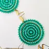 Pendientes colgantes Cuentas de arroz Redondez Verde Bohemia Tejido a mano Marea de cristal Aleación de girasol simple con cuentas