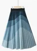 Skirts TIGENA Fashion Gradient Pleated Skirt For Women 2024 Spring Summer Korean A Line High Waist Midi Long Female