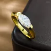 Anéis de cluster Springlady vintage 18k banhado a ouro 925 prata esterlina cavalo olho corte diamantes de alto carbono pedras preciosas para mulheres jóias finas