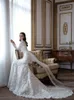2024 Nouvelle robes de mariée de sirène en dentelle vintage pour la chapelle de cou sexy en V plus taille à manches longues de mariée