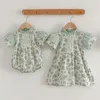 Meisje Jurken Baby Meisjes Kleding Jurk Kant Vliegende Mouw Print Zomer Romper Mode Zus Bijpassende Outfit Prinses