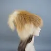 Tjocka varma ryska damer vinter kvinnor stickade hattar verklig naturlig räv päls varm vindtät hatt mongolia cap räv päls beanies 240131