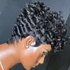 Perruque de cheveux humains bouclés pour les femmes coupe de lutin courte crépus bouclés perruque de cheveux humains Remy perruques de cheveux brésiliens perruque avant de dentelle noire