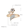 Anneaux de cluster Kinel Mode Micro-cire Incrustation Naturel Zircon Pour Femmes 585 Rose Or Cristal Fleur Bague Fine Vintage Bijoux De Mariage