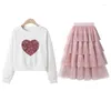 Flickklänningar Fashion Girls Dress 2024 Spring Autumn Kids Sweater 2st Casual Children Long Sleeve For Teen 8 10 12 Year