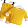 Conjuntos de roupas Meninas Meninos Terno Térmico Bebê Criança Inverno Grosso Lã Tricô Pulôver Suéter Calças Infantis Tracksuits
