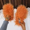 2024 Brand designer hot selling women fur slippers Pool Pillow mule women fur white black orange metal chain casual flat shoes slippers casual shoes