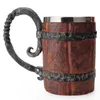 Mugs Simulation Crude Wood Drinking Mug Double Wall Insulated Beer Cup Wine Tumbler