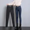 Mulheres grossas de veludo cintura alta jeans magros jeans térmicos inverno quente pelúcia estiramento neve jeans senhora calças jeans calças casuais 240125