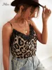 Tanques de mujer MISS PETAL Lace Leopard Camis Tank Top para mujer Sexy con cuello en V Spaghetti Straps Camiseta 2024 Chaleco Ropa interior