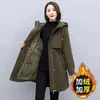 Trenchs de femmes Manteaux Femmes Coupe-vent Pike Outcoat 2024 Veste polaire lâche à capuche hiver chaud Parkas pardessus fermeture éclair femme manteau de base