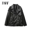 RARF Women's motorcycle leather PU imitation leather loose jacket black jacket 240124