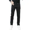 Дизайнерские мужские джинсы Осенние новые мужские брюки высокого класса европейские товары чистый черный высокоэластичный облегающие джинсы модный тренд класса люкс VZFC