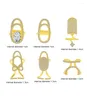 Кольца кластера с кристаллами и геометрическим узором на кончике пальца для женщин, простое открытие золотого, серебряного цвета, кольцо для ногтей, женские вечерние украшения