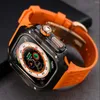 Watch Bands Mod Kit Metal Case Band For Apple Ultra 2 49mm 45mm 44mm Fluoro Rubber Strap IWatch Series 9 8SE Refit Replacement