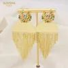Kolczyki Dangle Sunnesa Golden Luxury Tassel Długa miedź platowana Dubaj Wedding Patry Biżuter