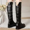 Boots Winter Warm Pink White Snow Boots Women Shoes 2023 Low Heels Knee High Boots Female Platform Plush Long Boats Mujer Black 34-43