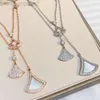 Designer Bvlgary Jewelry Fashion Treasure Home Neues Produkt High Version Precision Full Diamond Multi Layer Rock Set Chain v Gold Fan Collar Chain for Women