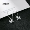 イヤリングMiqiao Amulet Unicorn Silver Hoop earrings for Women 925％Sterling Hypoallergenic Jewelry女性ファッションかわいいギフト2020 New