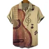 Chemises décontractées pour hommes Chemise de musique 3D Instrument de musique imprimé pour hommes Mode manches courtes Tops Tee surdimensionné Camisa hawaïen