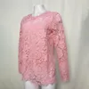 Women's Blouses Women Solid Color Tops Stylish Long Sleeve Lace Blouse Fashionable O-neck Pullover Casual Summer For Ladies