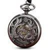 Карманные часы, китайские летающие часы DragonPhoenix, механические часы, золотой скелет, цепочки в стиле стимпанк, брелок, часы с зажимом, подарки