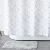 Aimjerry Rideau de douche en tissu pour baignoire blanc et gris avec 12 crochets 71 x 71 h, haute qualité, imperméable et résistant à la moisissure 041 L274b