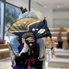 Dekorativa figurer Genshin Impact Folding Fan Chinese Japanese Arts Craft Girl Women Gift Home Decor Ornament Cosplay Dance Hand 8/10