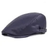 Visors 2024 Winter Warm Simple Solid Color Leather Sboy Hat Pibe Men's Ivy Kabbi Cap