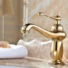 Bathroom Sink Faucets Luxury Gold Color Brass Single Handle Basin Faucet Mixer Tap One Hole Agf043