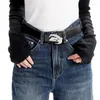 Cintos 2024 versátil jeans cinto preto moda cintura ceinture femme lua couro para homens mulheres liga fivela design