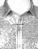 Chemises décontractées pour hommes Silver Metallic Paillettes Glitter Chemise Hommes 2024 70's Disco Party Halloween Costume Chemise Homme Stage Performance Mâle