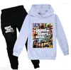 Kläder sätter Grand Theft Auto V GTA 5 Kids Hoodies byxor 2st långärmad Pullover Boys Sweatshirt Teenage Girls 2-16 Years