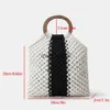Shoulder Bags ollow Out Coon Tread Luxury Designer For Women 2023 New andmade Kniing Stripe Casual Beac Wooden andle andbagsH24131