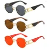 Solglasögon gotisk oval punk vintage uv400 skydd metall ram nyanser glasögon för kvinnor män