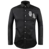 New Arrival Two Owl Embroidery Men's Shirts Hight Quality Fashion Long Sleeve Casual Shirts Men Plus Size M L XL 2XL 3XL