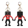 Keychains Lanyards Skibidi Toilet Keychain Anime Man Vs Monitor People Figure Doll Keyring Pendent Bop Key Chians Gift for Men Women