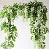 180cm Wisteria Artificial Flowers Plastic Silk Ivy Vine Garland Hydrangea String Wedding Arch DIY Craft Wall Hanging Decoration282e