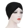 Etnisk klädpanna Cross Muslim Turban Women Stretchy Hat Scarf Hijab Cap Islamic Ounderscarf Arab Wrap Head Scarves Drop