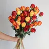 Dekorative Blumen, rot, orange, getrocknete Rosen, künstliche Hochzeit/Heimdekoration, Heimgeschenke, handgefertigtes Dekor für Sie