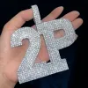 Collane Personalizzate Grandi Lettere congiunte Nome Ciondoli Uomini Collana HipHop Catena Soild Back Bling Zircone Numero personalizzato Rock Rapper Gioielli