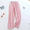 Pamuk Pijama Pantolon Erkekler ve Kadınlar İçin Gevşek ve İnce Yaz Pantolon Büyük boy ev eşyası gündelik ekose tasarım ev pijama pantolon 240129