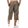 Herenbroeken Heren S Wandelen Cargoshorts Elastische taille Relaxed Fit Knielengte Katoen Casual Outdoor Werk Multi-zakken