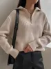 Maglioni da donna Donna Pulover Autunno Inverno Maglione oversize femminile Dolcevita Cerniere Solido Bianco Sciolto Spessore Moda 2024