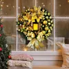 Christmas Wreath With Light Bow Ball Big Red Flower Decoration For Home Xmas Door Window Room Deco Year's Eve 2024 240119